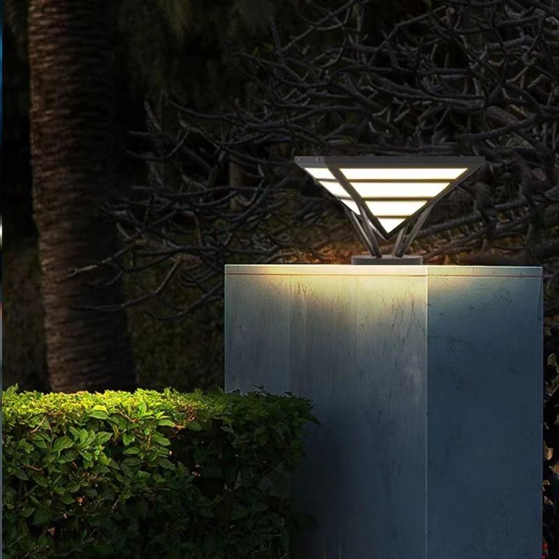 YD78-Cone Shape Metal Solar Pillar Lamp Modern 