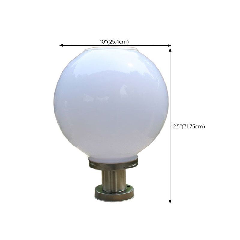 YD98-White Solar Pillar Lamp with Round Acrylic Shape