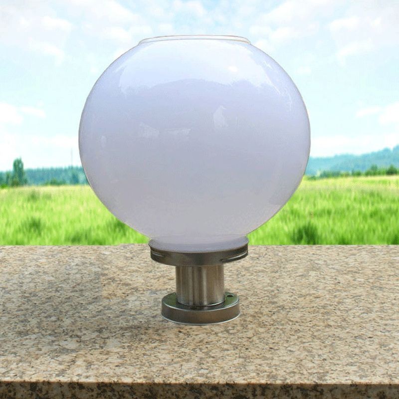 YD98-White Solar Pillar Lamp with Round Acrylic Shape