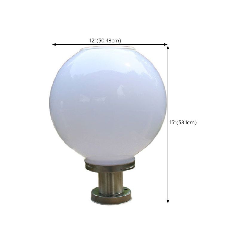 YD98-White Solar Pillar Lamp with Round Acrylic Shape