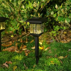 YD74-Black Solar Pillar Lamp with Plastic Rectangle Shap