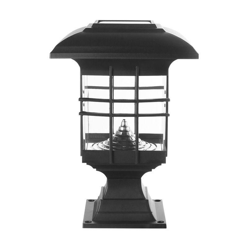 YD74-Black Solar Pillar Lamp with Plastic Rectangle Shap