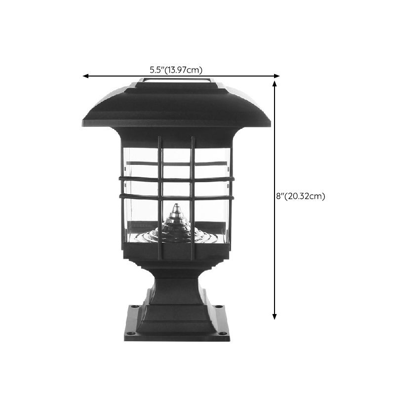 YD74-Black Solar Pillar Lamp with Plastic Rectangle Shap