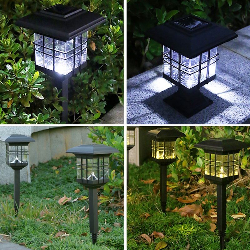 YD74-Black Solar Pillar Lamp with Plastic Rectangle Shap