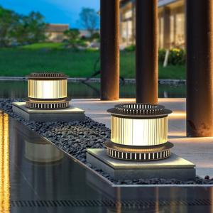 YD80-Drum Shape Solar Pillar Lamp Modern Waterproof Outd