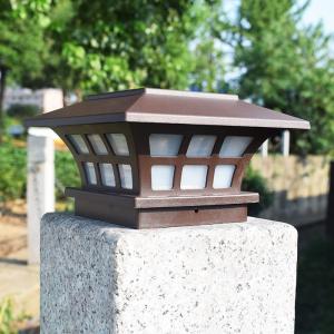 YD75-Brown Square Plastic Pillar Lamp with Solar Power