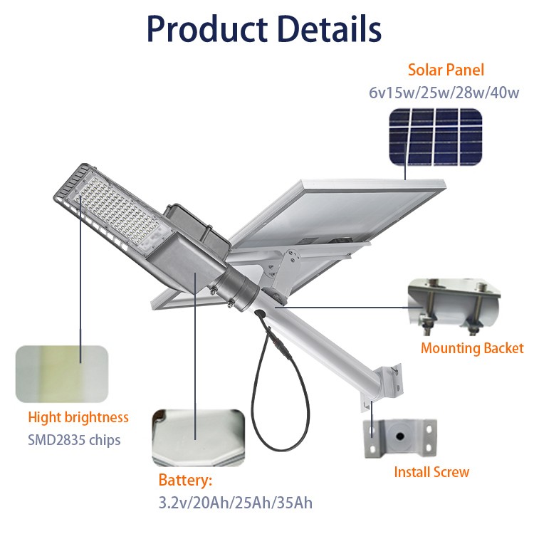 YD105-Outdoor Solar Split Street Light Waterproof Long Lifespan 2835 Leds Low Price