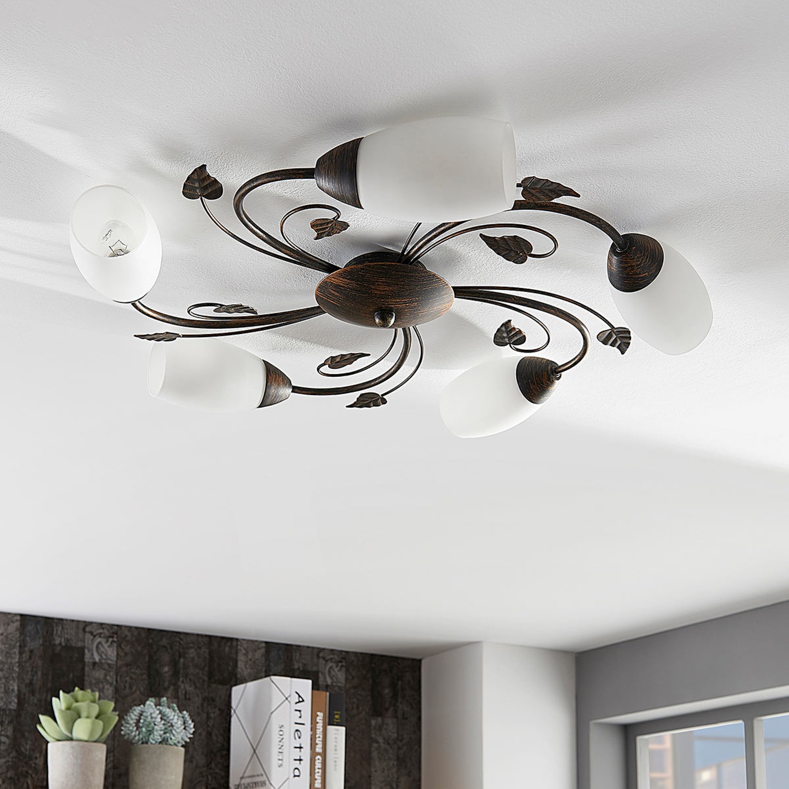 Spiral flower-shaped ceiling lamp