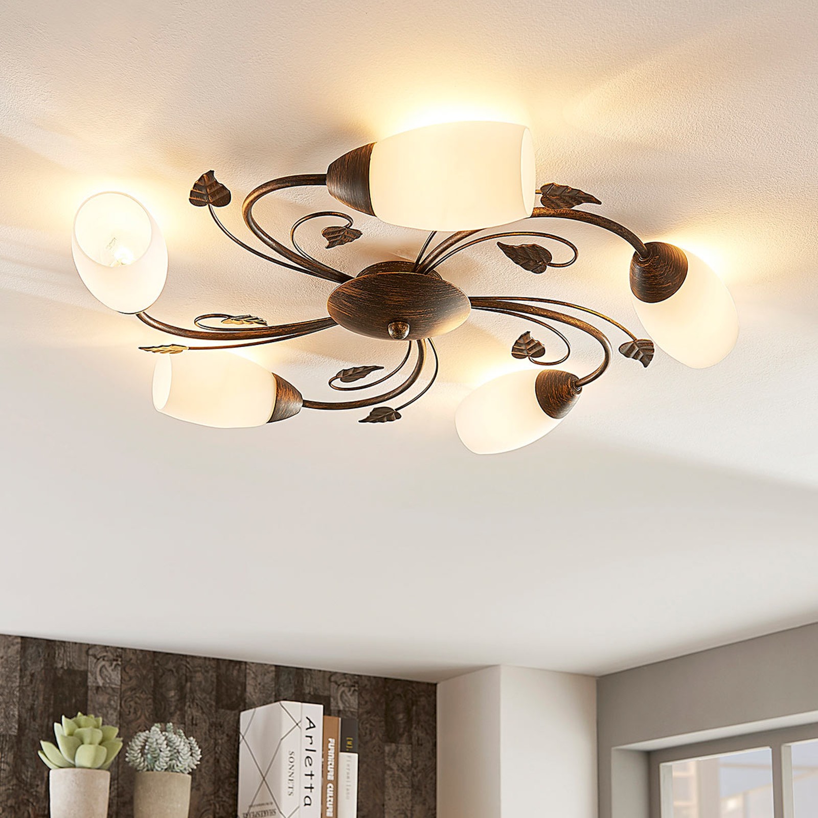 Spiral flower-shaped ceiling lamp