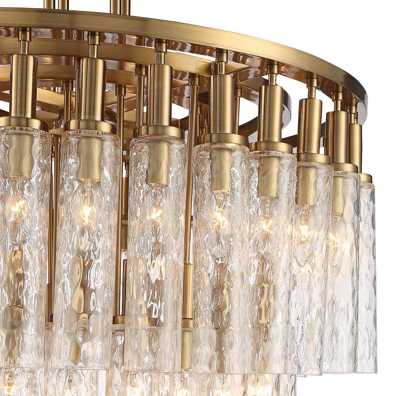 Three-tier 72-piece water-pattern glass tube chandelier