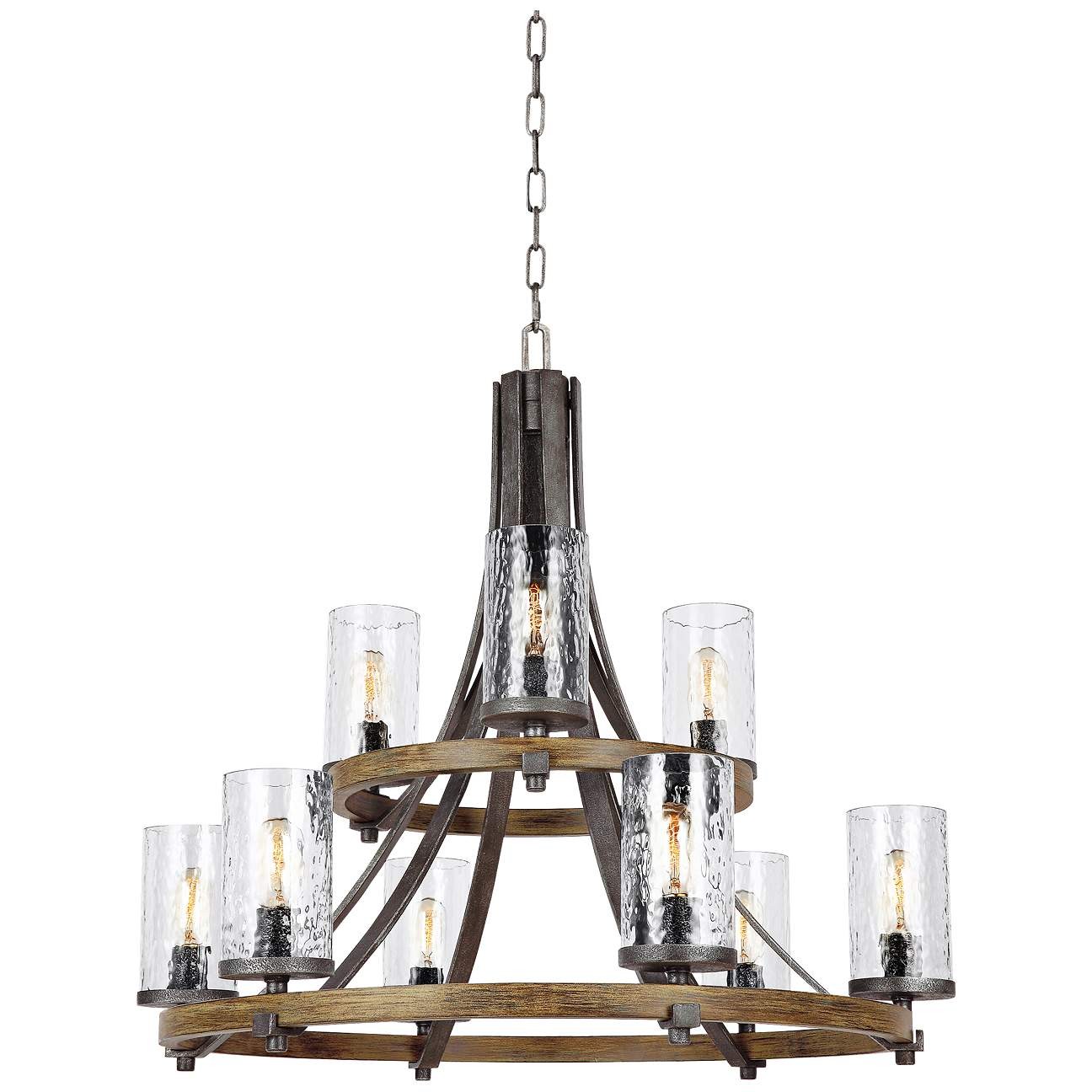 Transparent water-patterned glass metal country chandelier