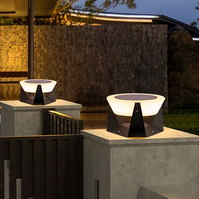 YD76-Circle Contemporary Waterproof Pillar Light in Black