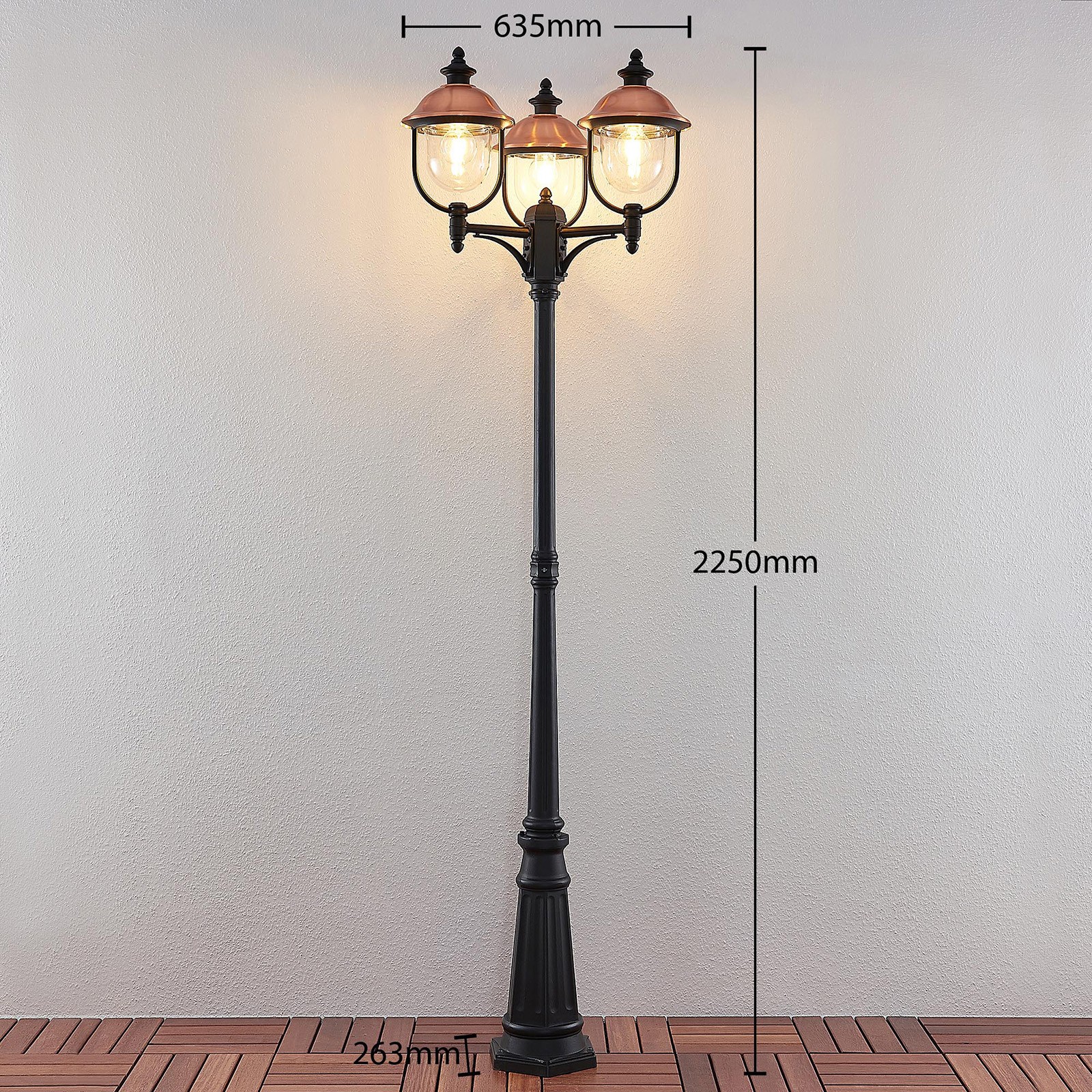 YD30-Vintage 3-head E27 bulb outdoor Garden lamp