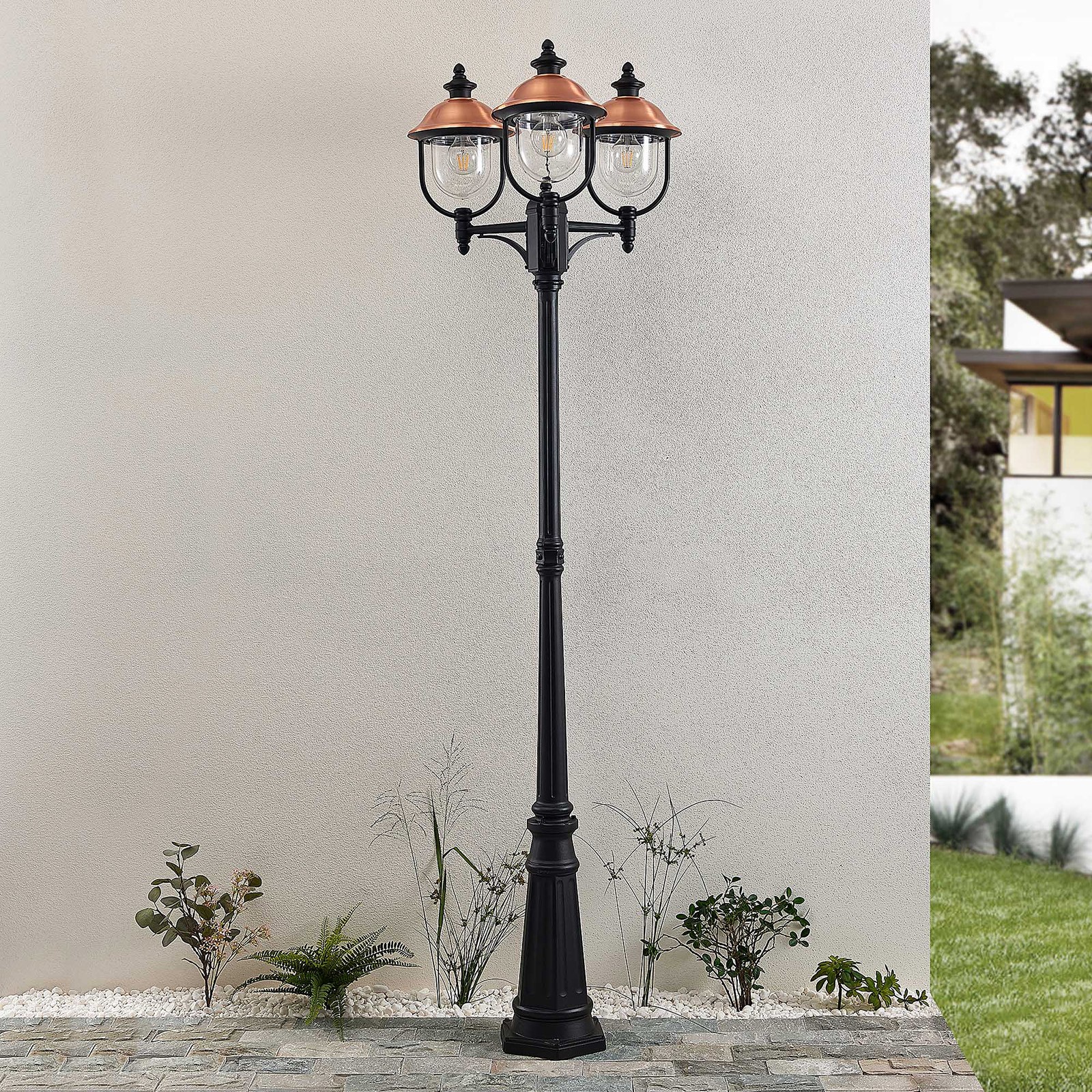 YD30-Vintage 3-head E27 bulb outdoor Garden lamp