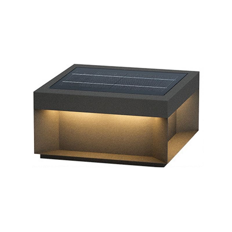 YD111-solar energy Black Square Metal Pillar Lamp with Warm LED