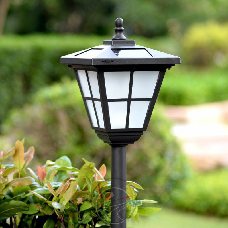 YD50-Outdoor black trapezoidal solar floor lamp retro garden lamp