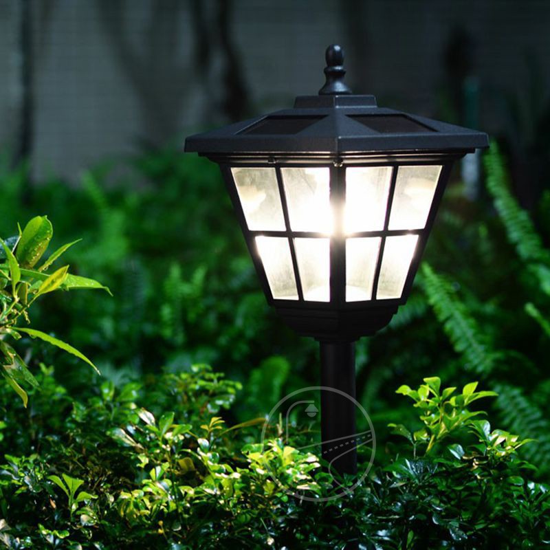 YD50-Outdoor black trapezoidal solar floor lamp retro garden lamp