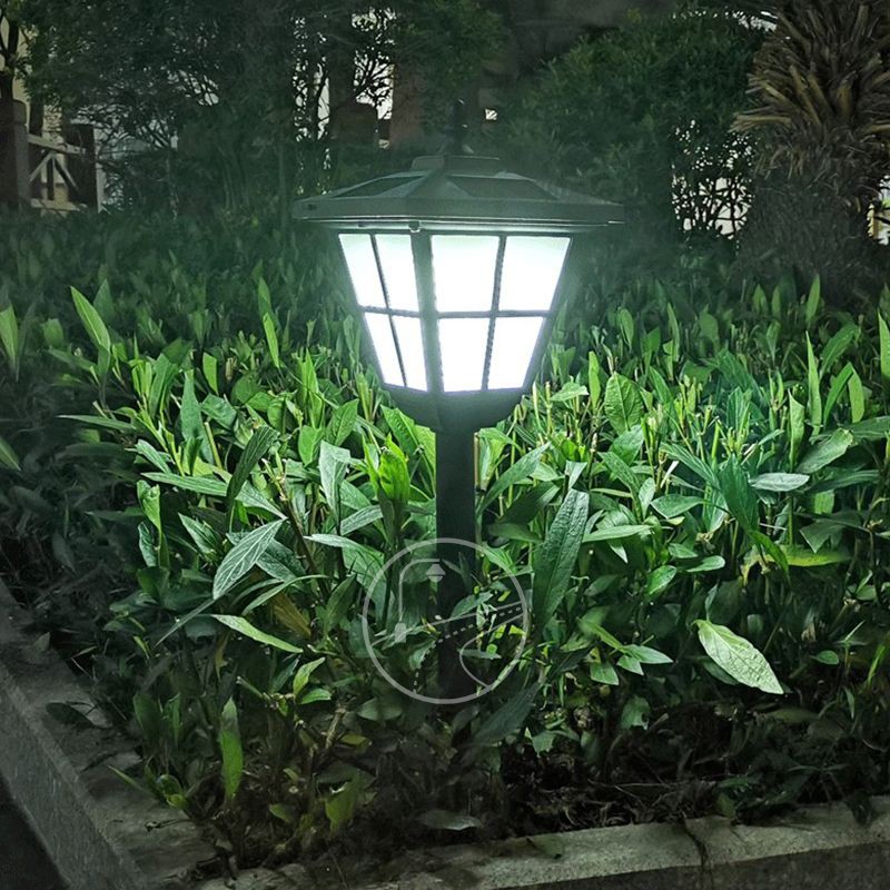 YD50-Outdoor black trapezoidal solar floor lamp retro garden lamp